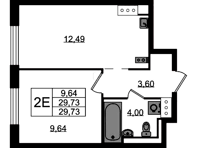 1-комнатная квартира 29.73 м², 3/13 эт., ЖК «Квартал Торики»
